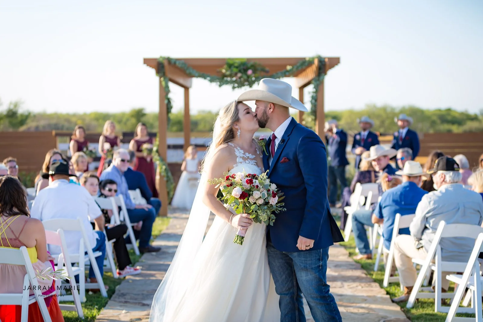 A couple celebrating their wedding at Enchanted Ranch